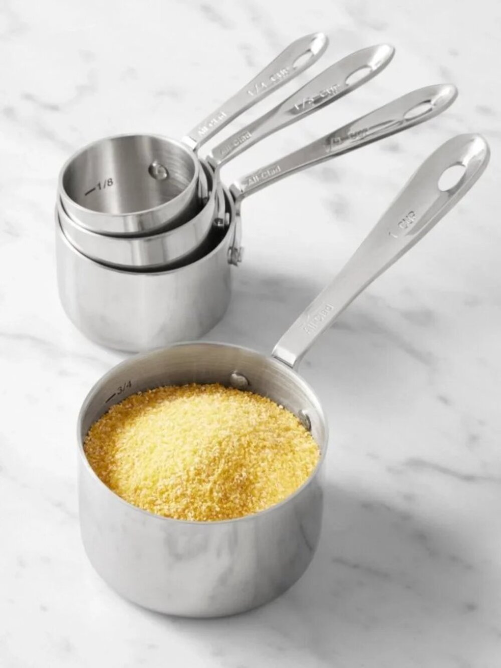 ALL CLAD Heavy Gauge Stainless Steel Measuring Cups w/ 4 Riveted Handles